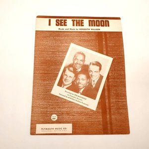 I See The Moon 1953 Vintage Sheet Music Meredith Willson Plymouth Music Co